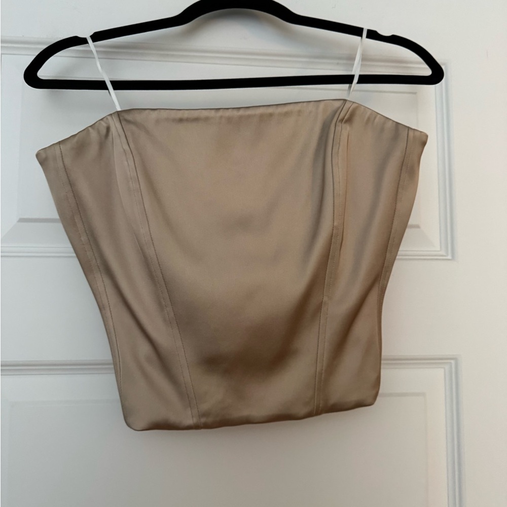 Elegant Aritzia Tan Satin Corset Top